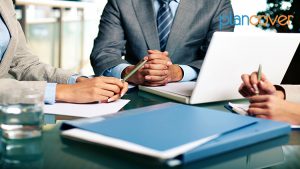 close up executives sitting table