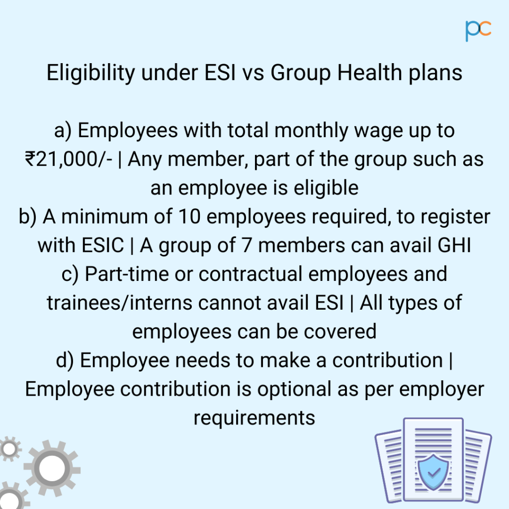 Eligibility under ESI vs Group Health plans